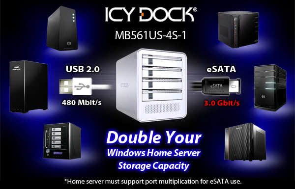 Expand Your HP Media Smart and Acer Aspire EasyStore Windows Home Server with the Icy Dock MB561US-4S-1